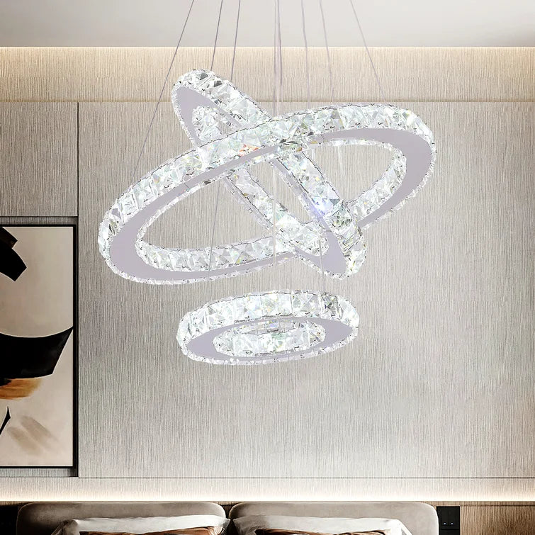 Crystal Chandelier - 3 Light Matrix Ring